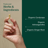 Etiqueta de Gaia Herbs PRO con información clara de la marca.