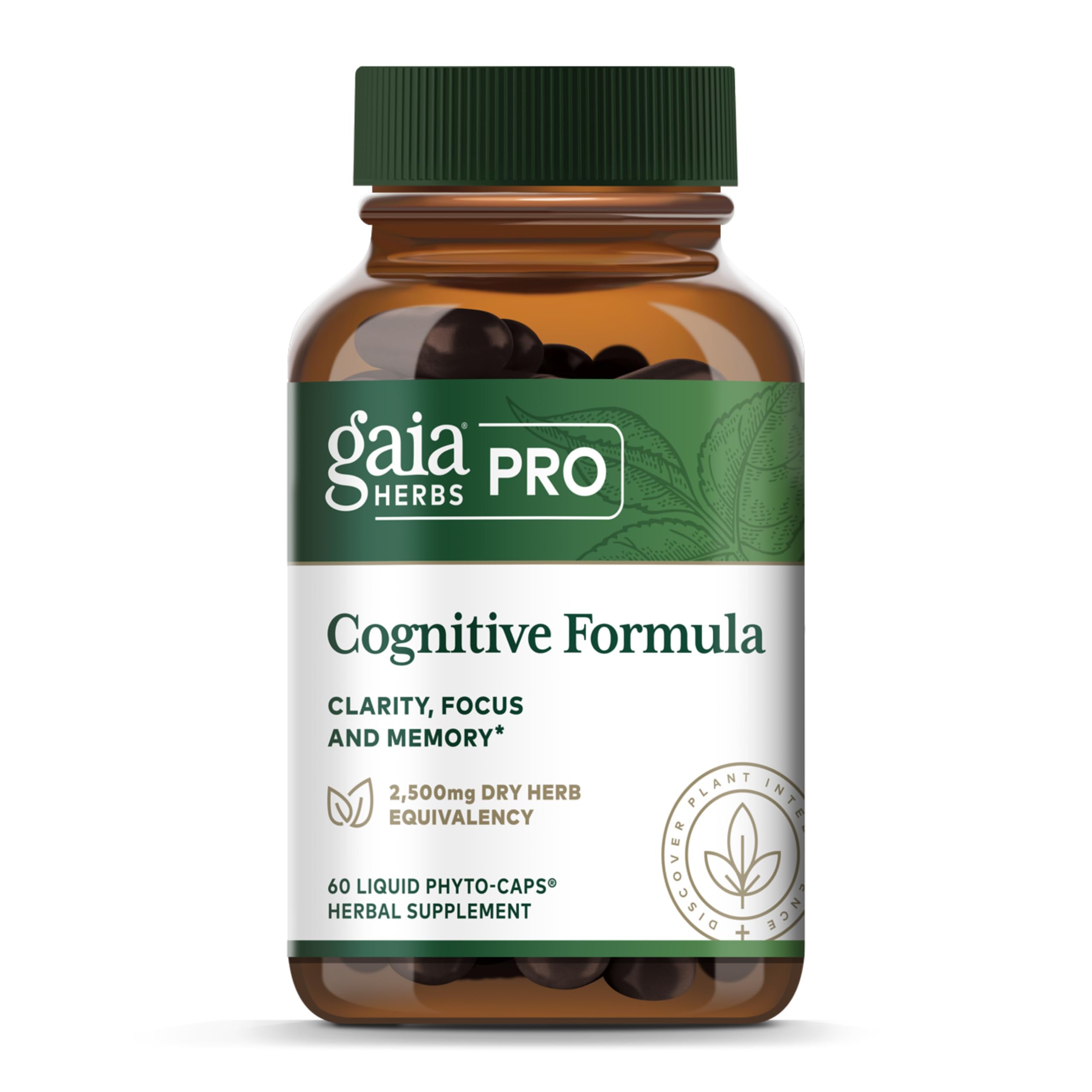 GAIA Herbs PRO Cognitiva: botella en primer plano para enfoque diario.