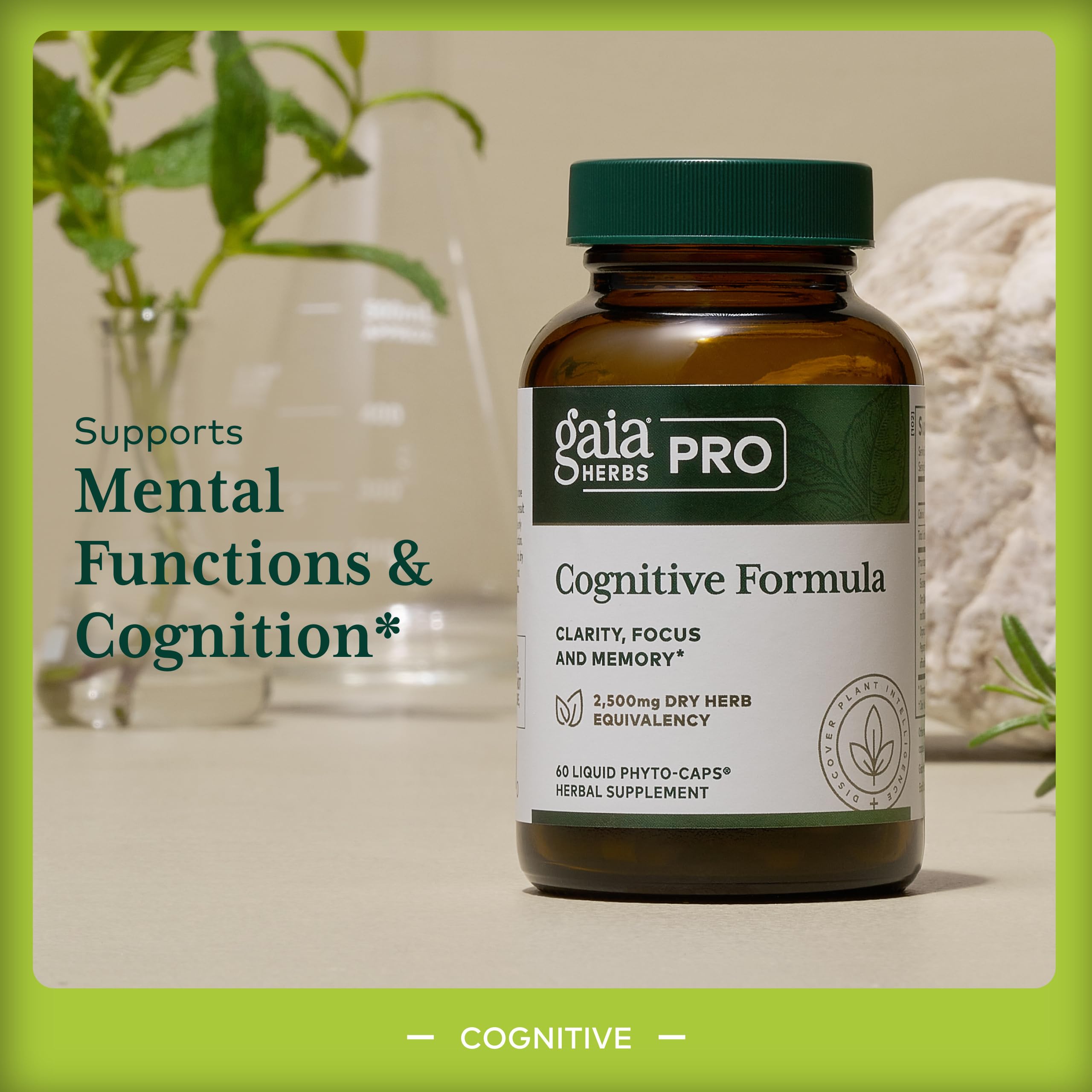 GAIA Herbs PRO Cognitiva: cápsulas líquidas listas para apoyar la concentración.