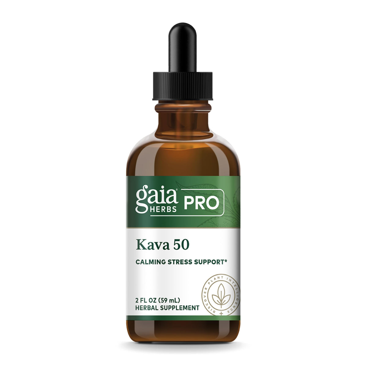 Gaia Herbs PRO Kava 50 en botella, apoyo para la calma ocasional.