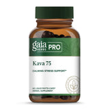 GAIA HERBS PRO Kava 75 en botella, promueve calma natural para el día a día.