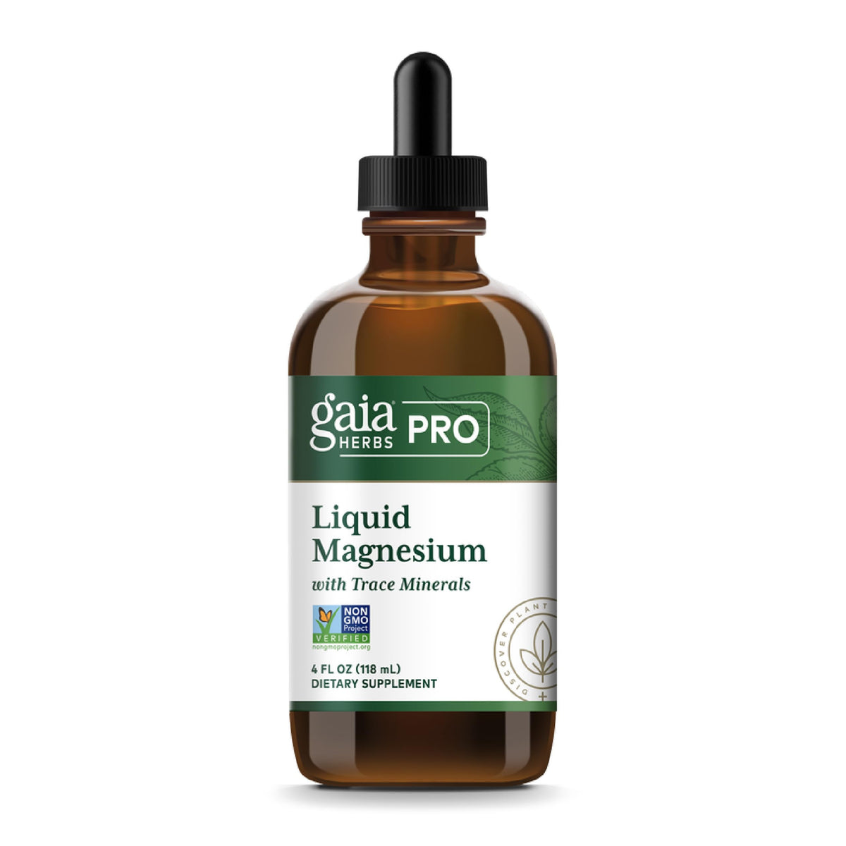 Gaia Herbs PRO Mg líquido en botella para energía celular.