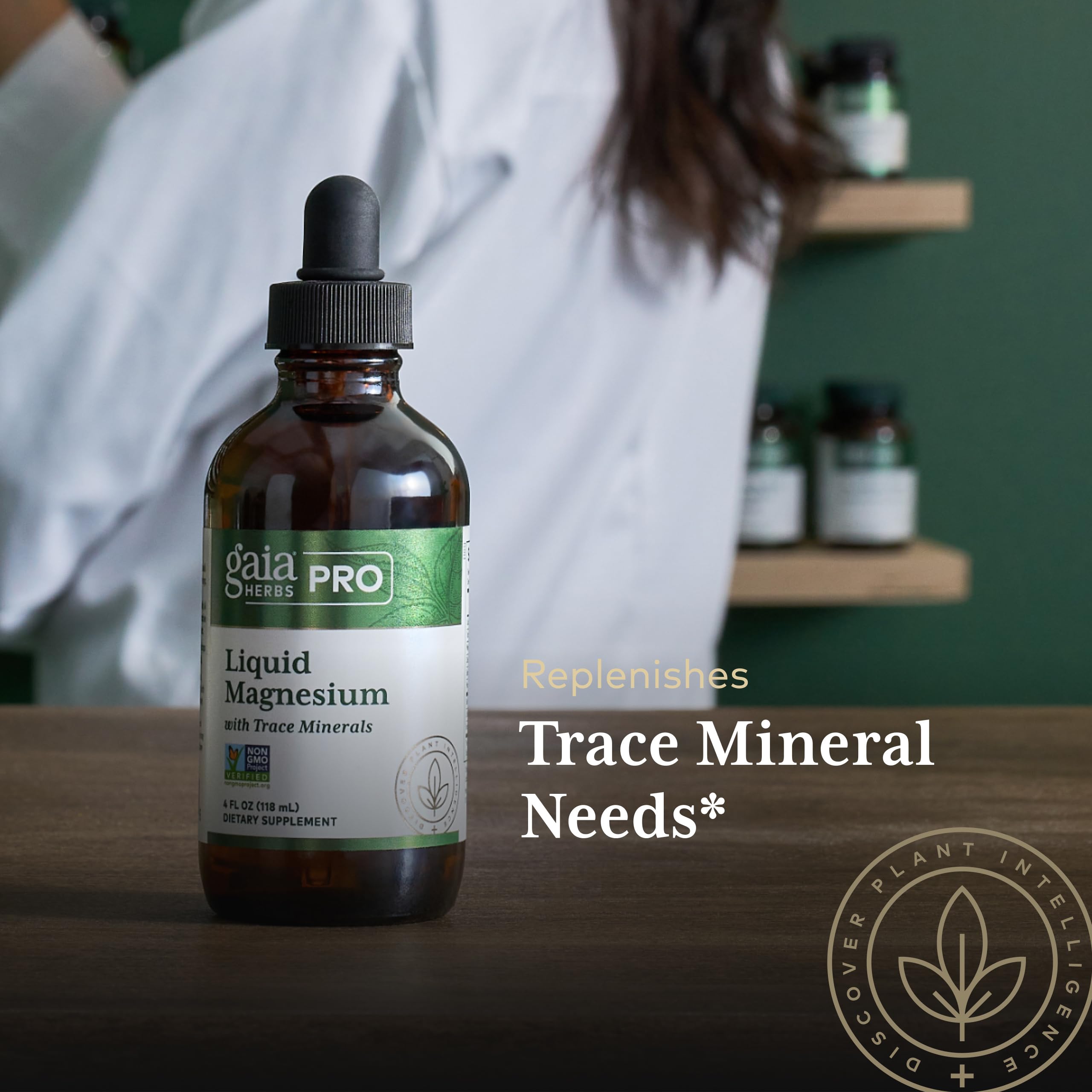 Gaia Herbs PRO Mg líquido con minerales clave para energía celular.