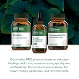 Gaia Herbs PRO: primer plano de control de calidad para pureza del producto.