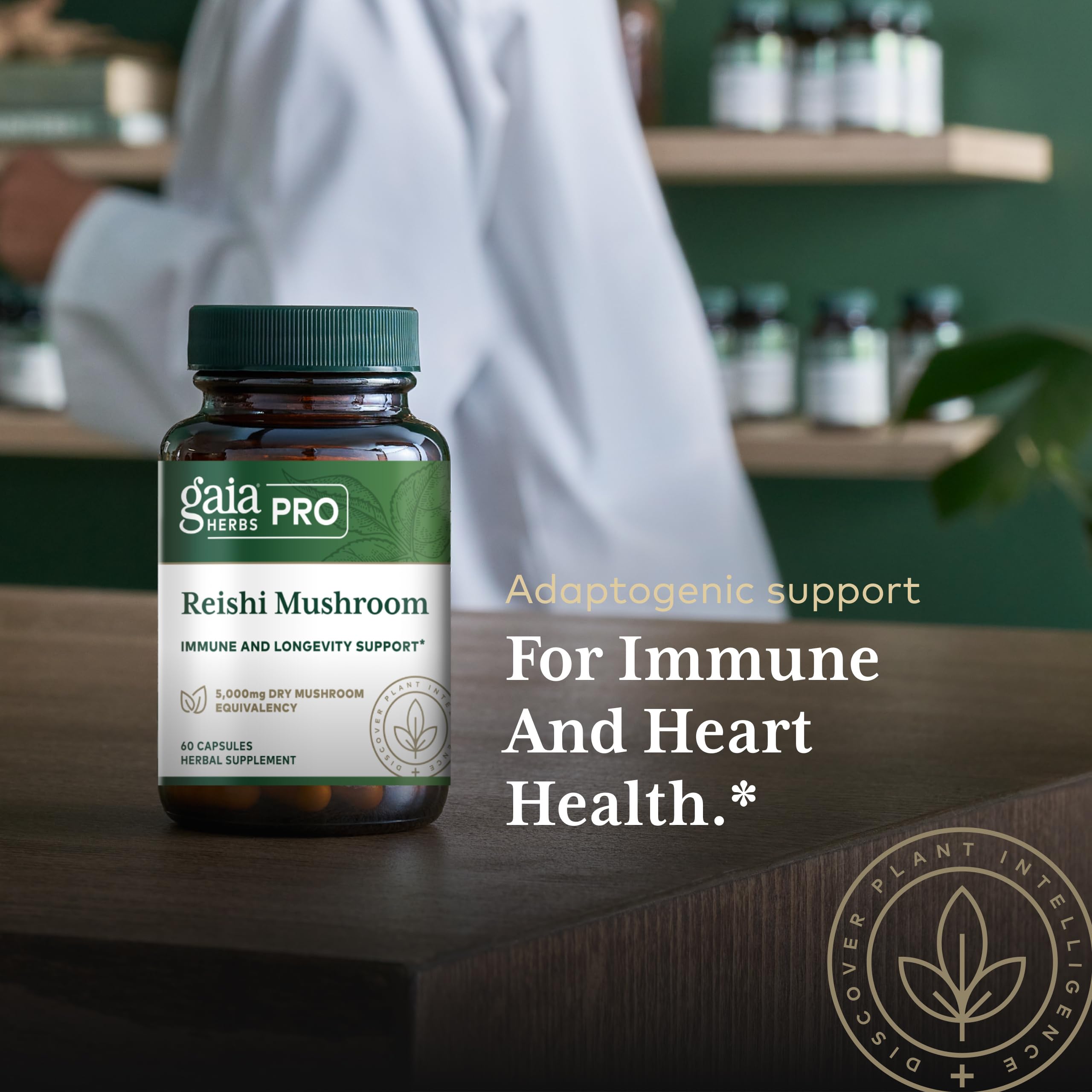 GAIA HERBS PRO Reishi: estante, cultivo orgánico y certificado