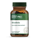 Gaia Herbs PRO Rhodiola, botella frontal: apoyo de energía diaria natural