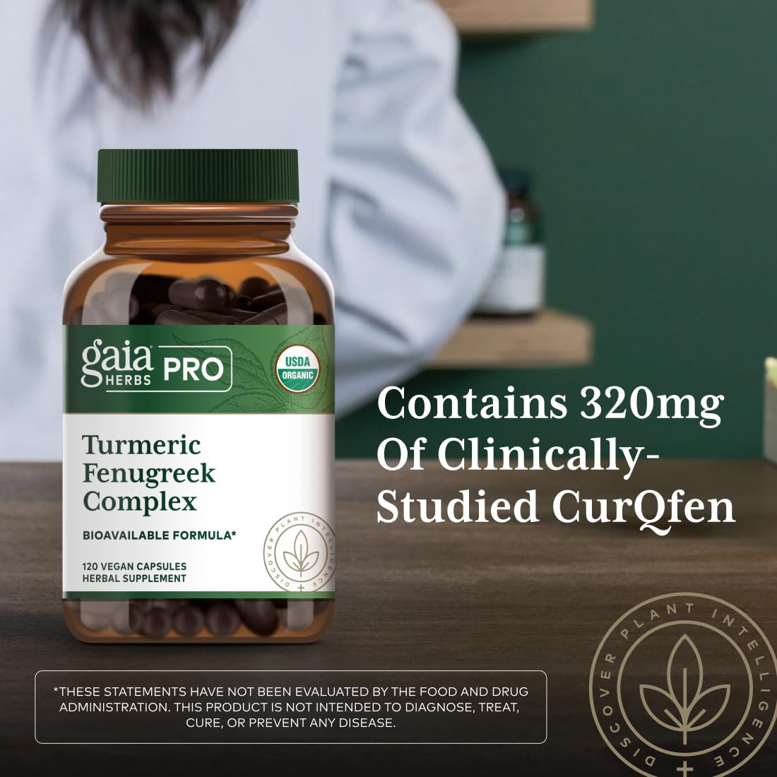 Cápsulas veganas de Gaia Herbs PRO, empaque compacto.