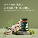 Gaia Herbs Salud Prostática: etiqueta que destaca ingredientes naturales para bienestar diario.