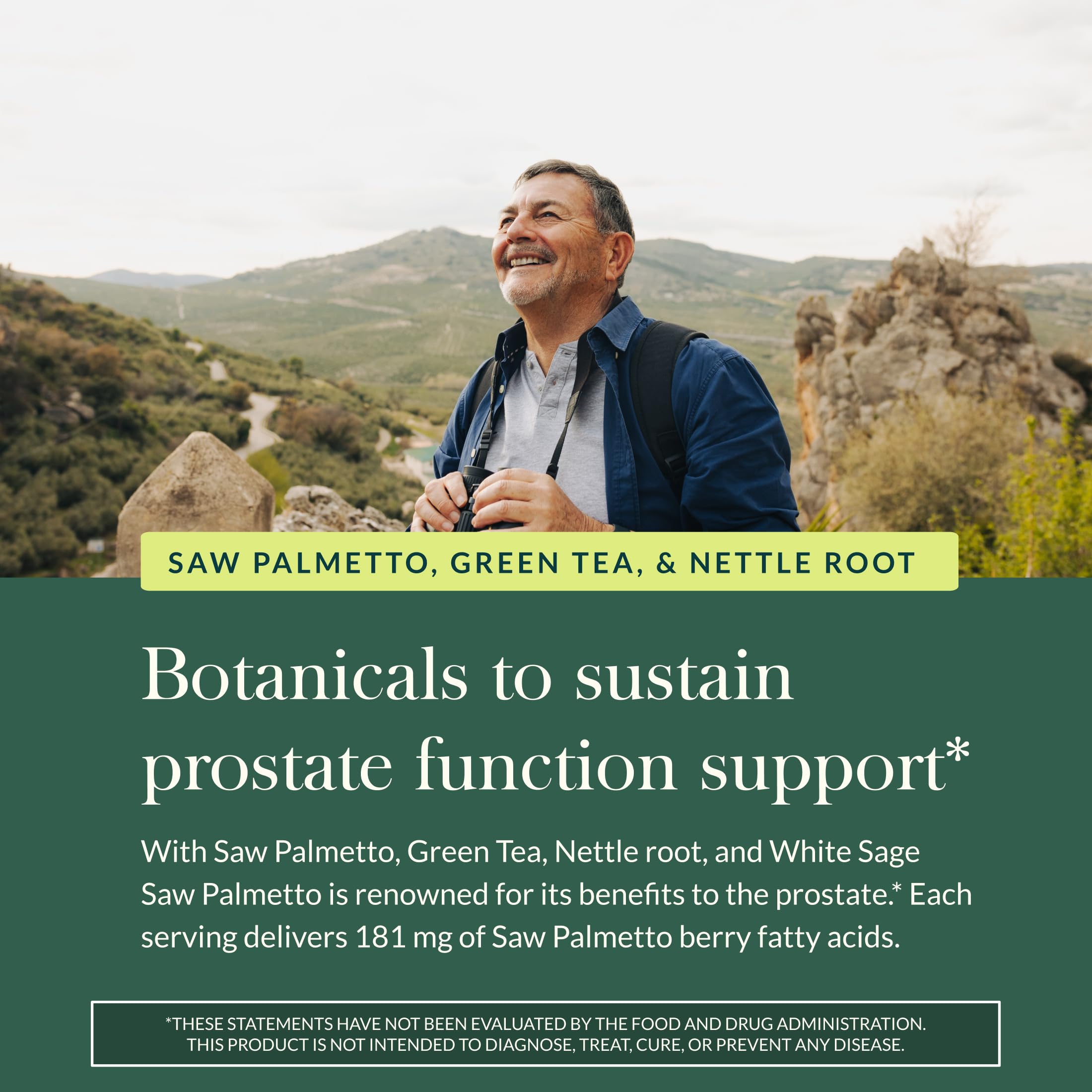 Gaia Herbs Salud Prostática: té verde aporta aroma y tradición herbal.