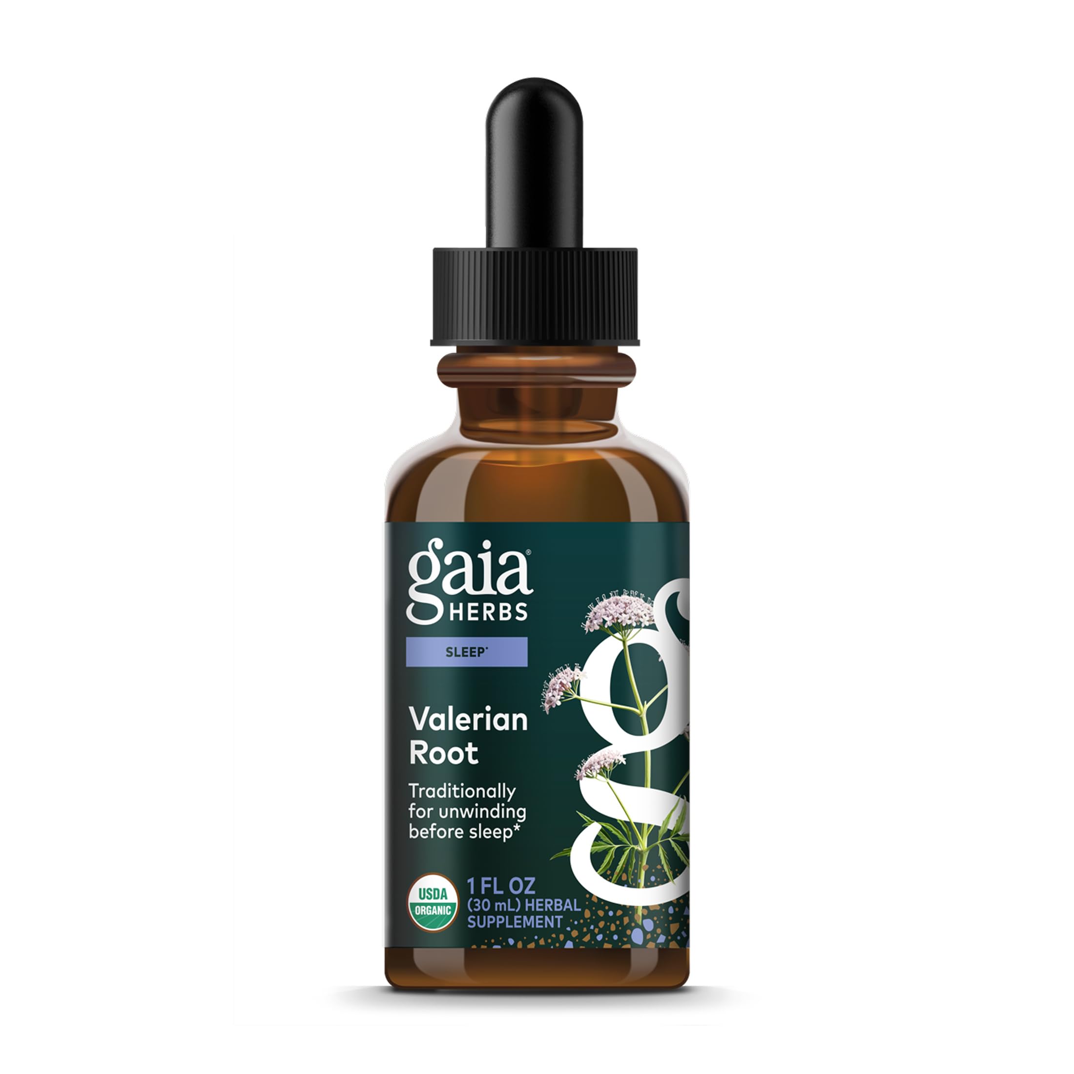Gaia Herbs Valerian Root: botella de valeriana para apoyar relajación nocturna