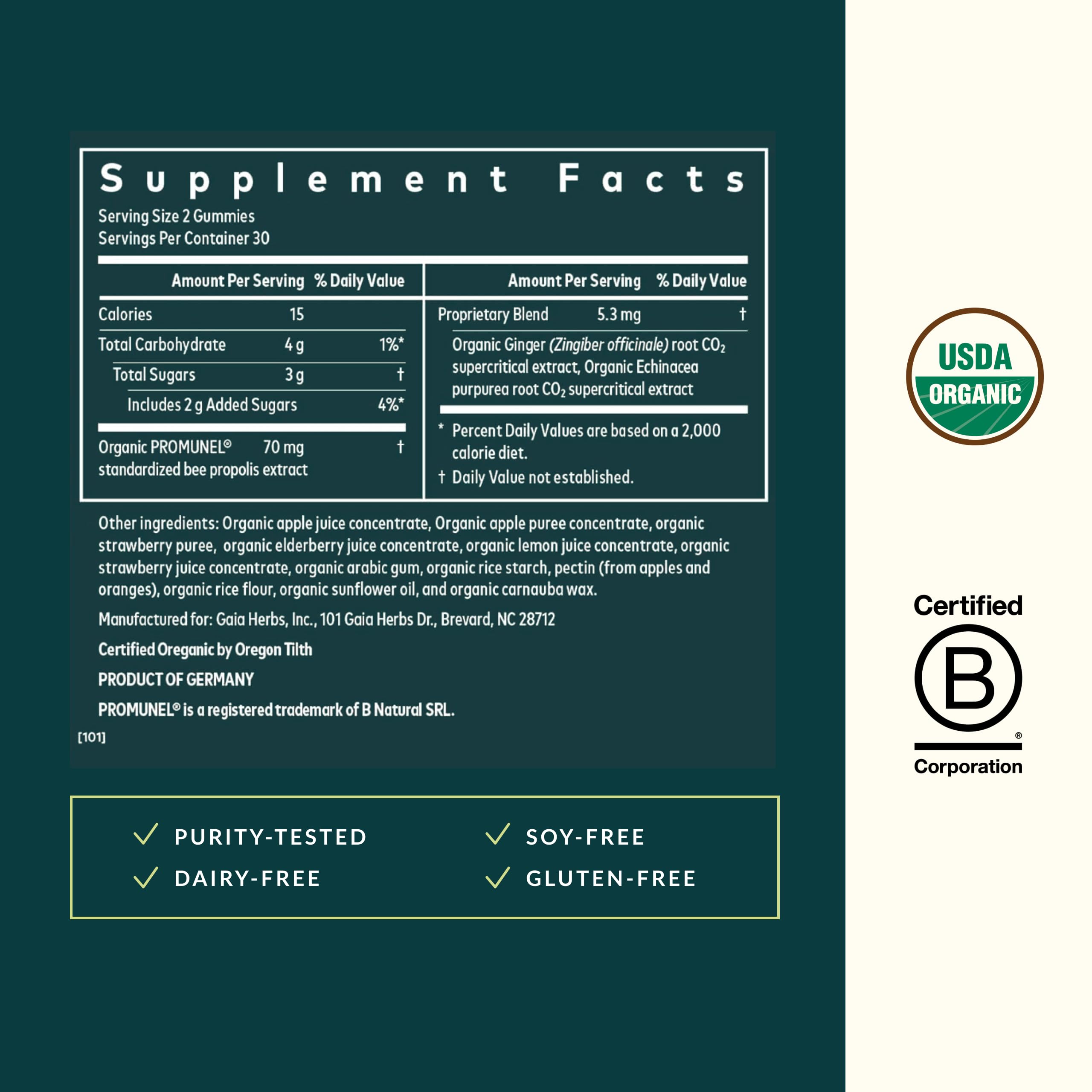 Gaia Herbs Rapid Defense Gummies con equinácea para apoyo inmunitario suave