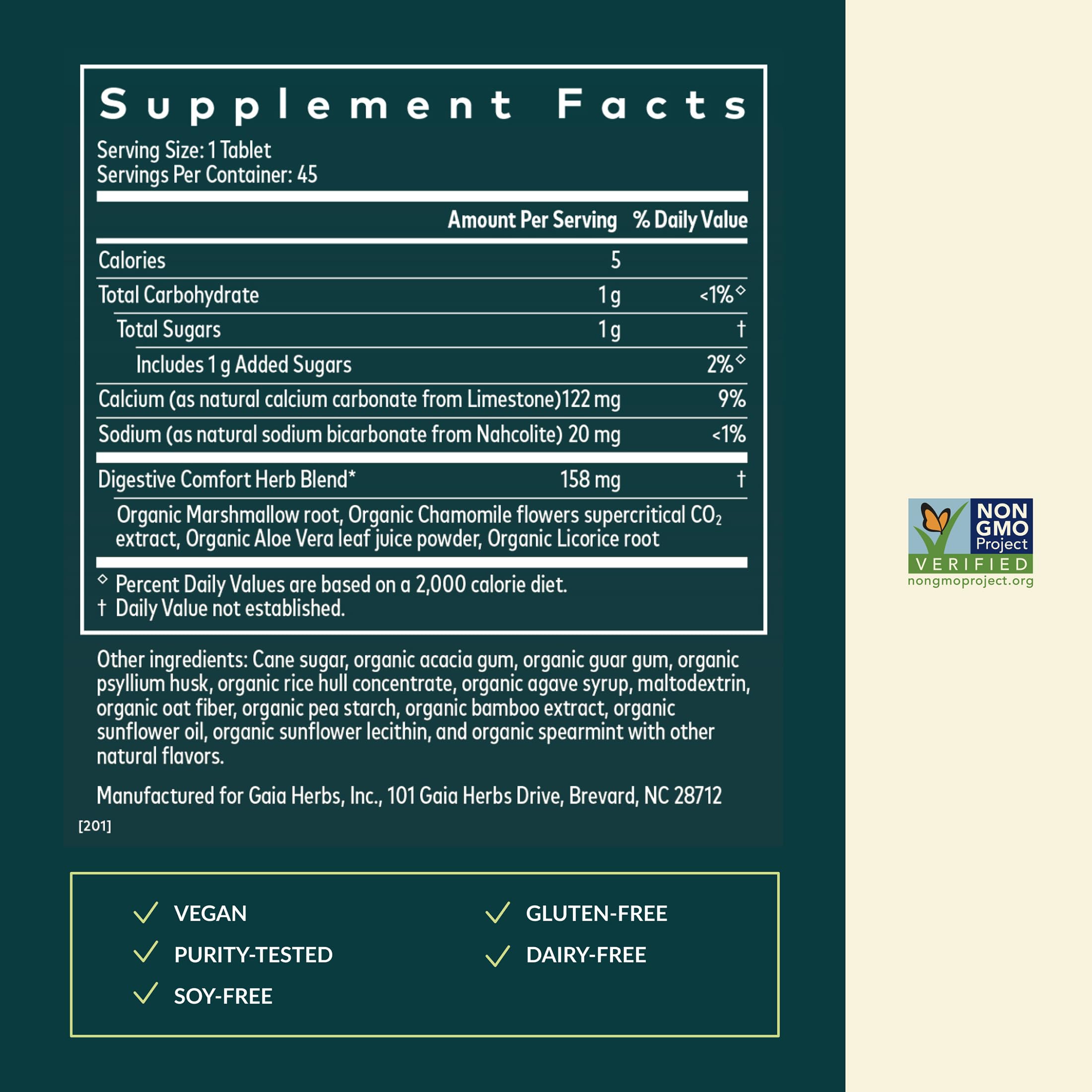 Gaia Herbs Reflux Relief aloe vera como ingrediente clave