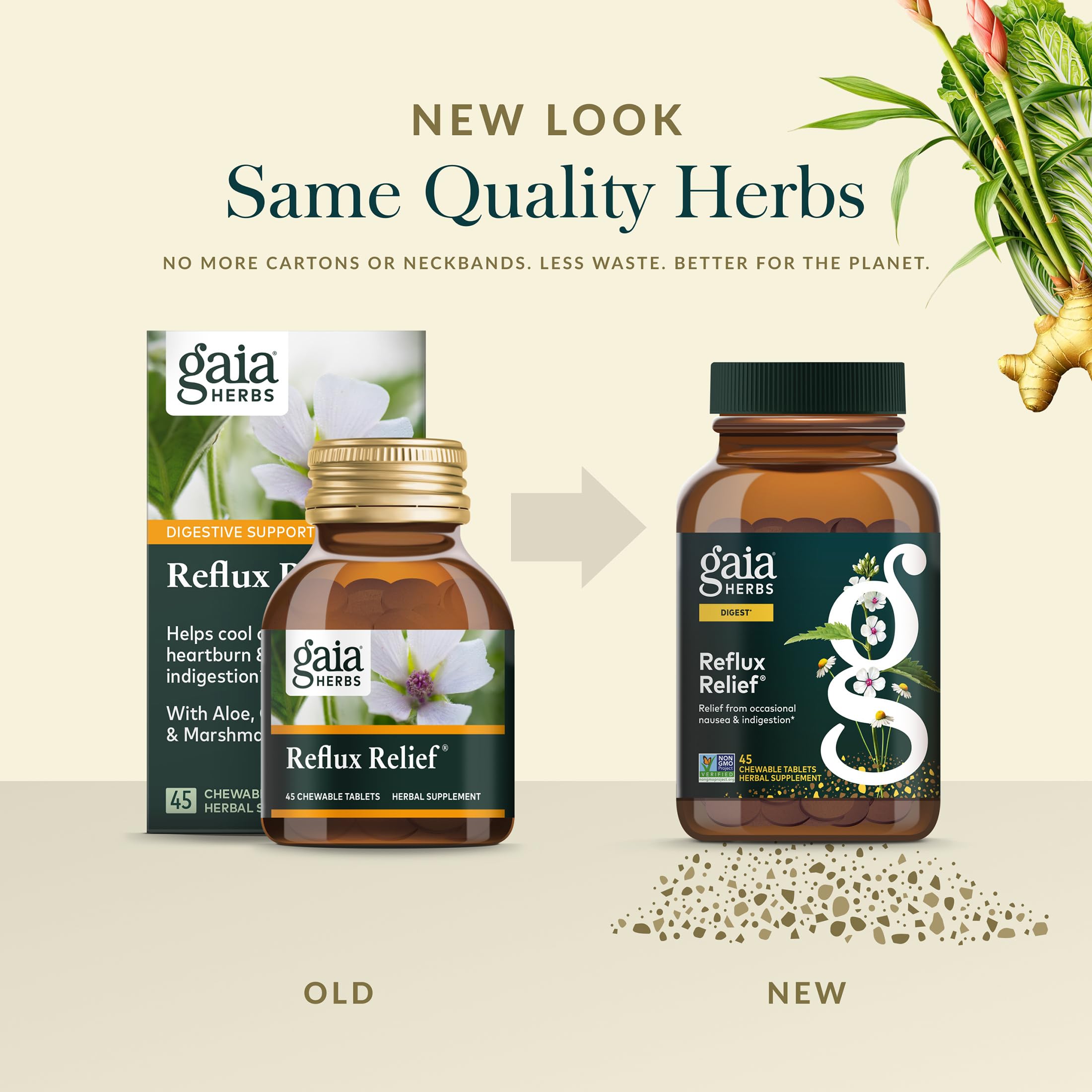 Gaia Herbs Reflux Relief regaliz en la mezcla suave
