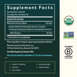 Gaia Herbs Reishi & Cordyceps: etiqueta frontal con ingredientes clave.