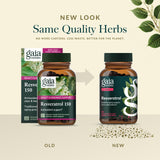 Gaia Herbs Resveratrol, etiqueta de calidad Gaia Herbs y control de producción.