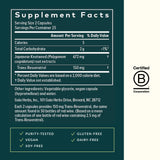 Gaia Herbs Resveratrol, etiqueta con 150 mg de trans-resveratrol por porción.