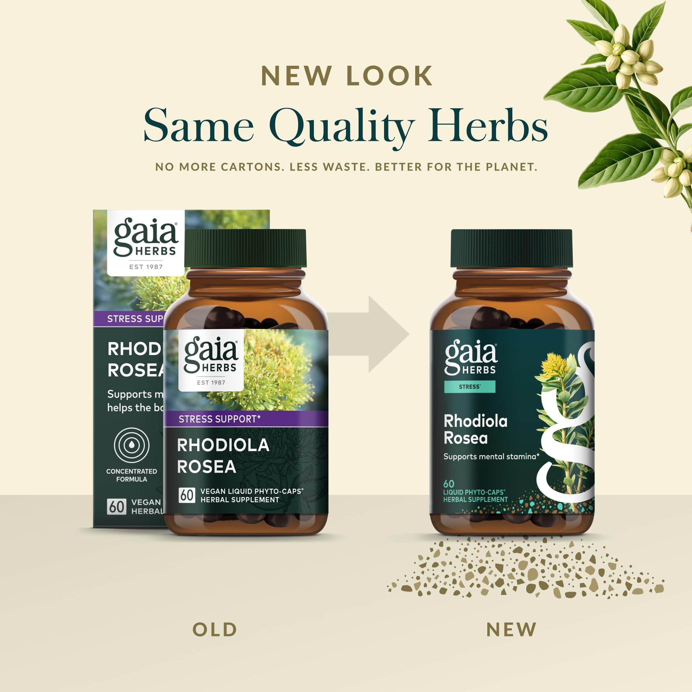 Gaia Herbs Rhodiola Rosea: ingredientes de alta calidad para un perfil herbal puro.