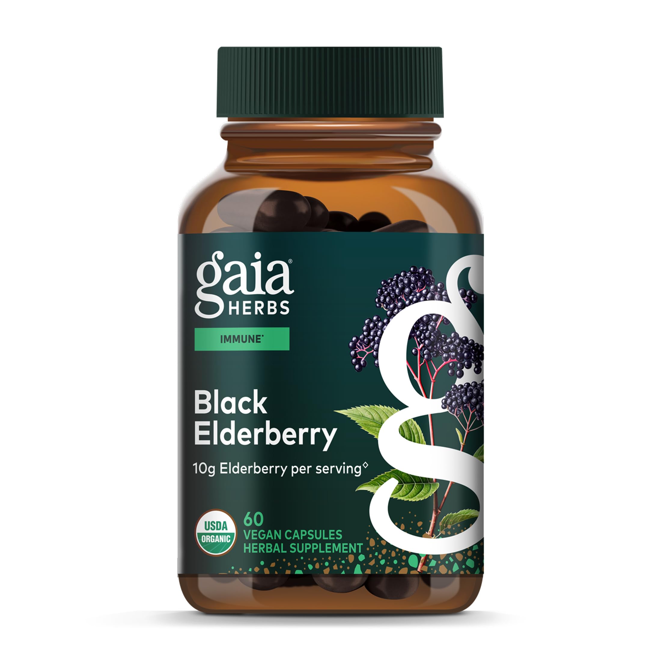 Gaia Herbs sauco negro cápsulas veganas para apoyo diario de bienestar
