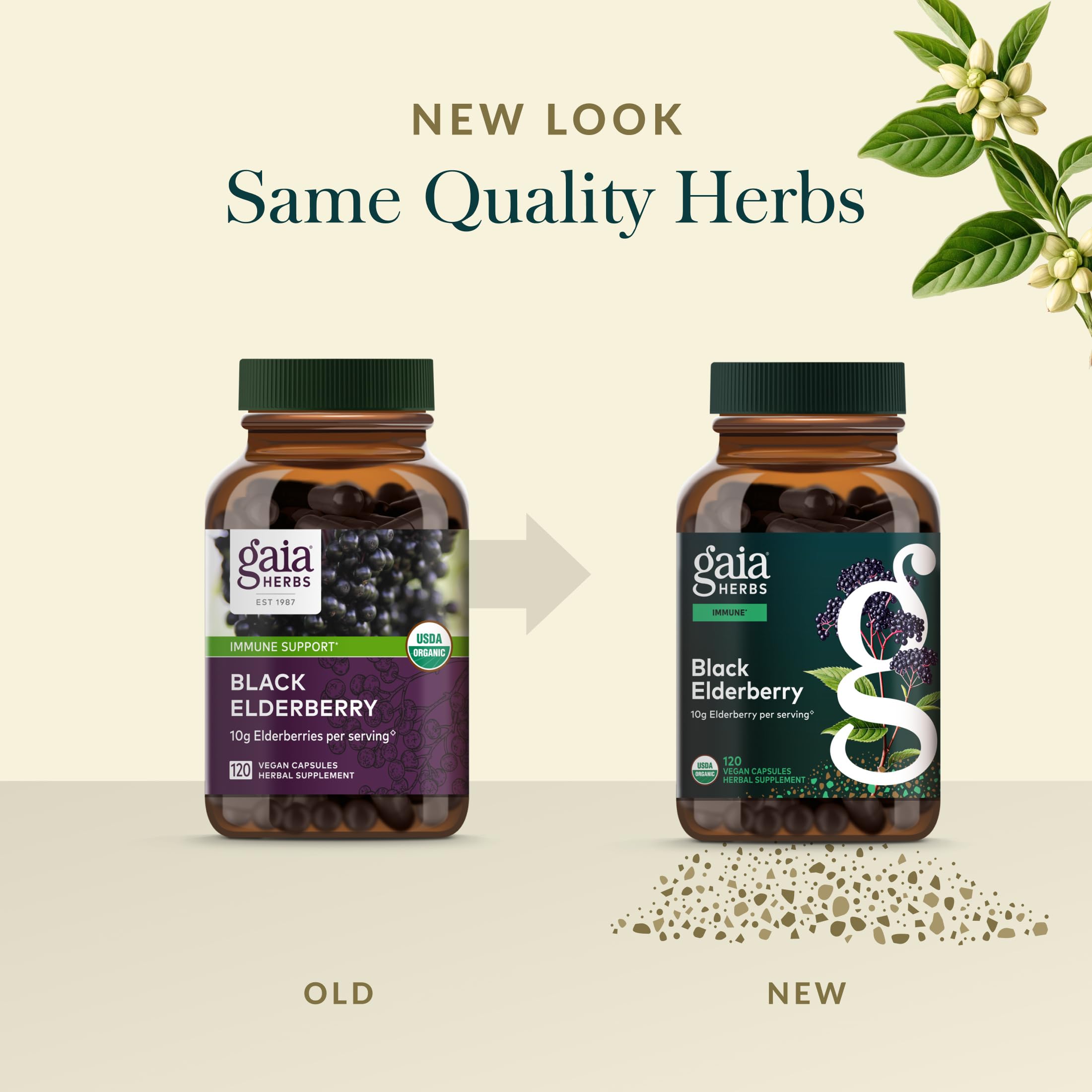 Gaia Herbs Sauco Negro, ingredientes de calidad de cultivo responsable.