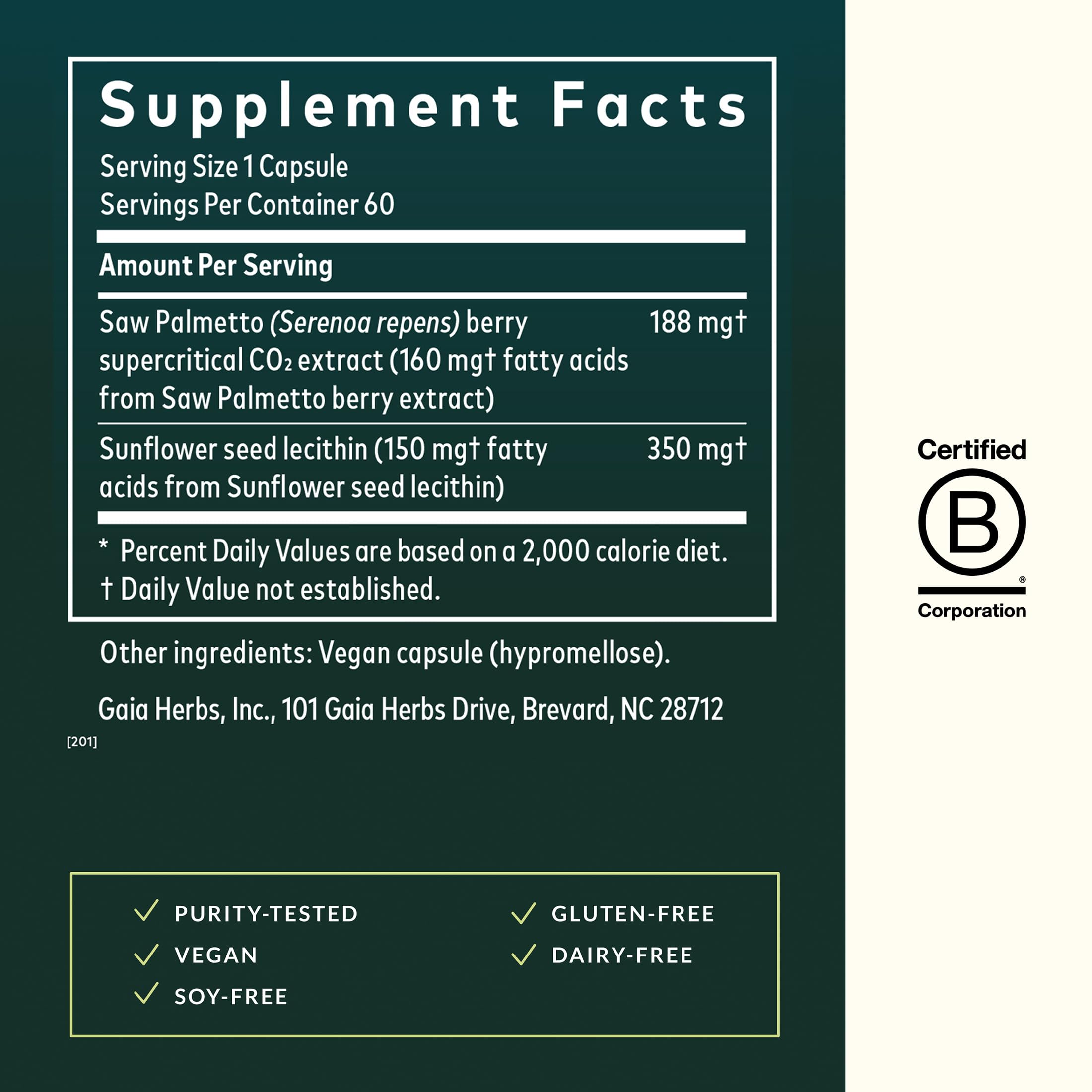 Gaia Herbs Saw Palmetto: cápsulas líquidas veganas para uso diario