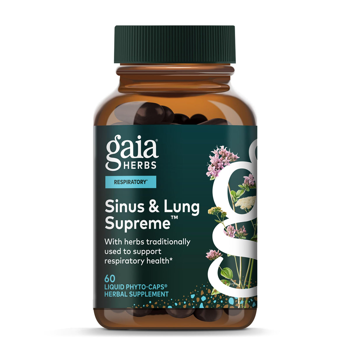 Gaia Herbs Sinus y Pulmon Supremo en botella para apoyo respiratorio