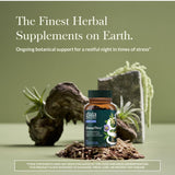 SleepThru Gaia Herbs, etiqueta visible, ingredientes para la relajación.