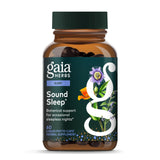 Gaia Herbs Sound Sleep, botella frontal: apoyo herbal para la relajación nocturna.