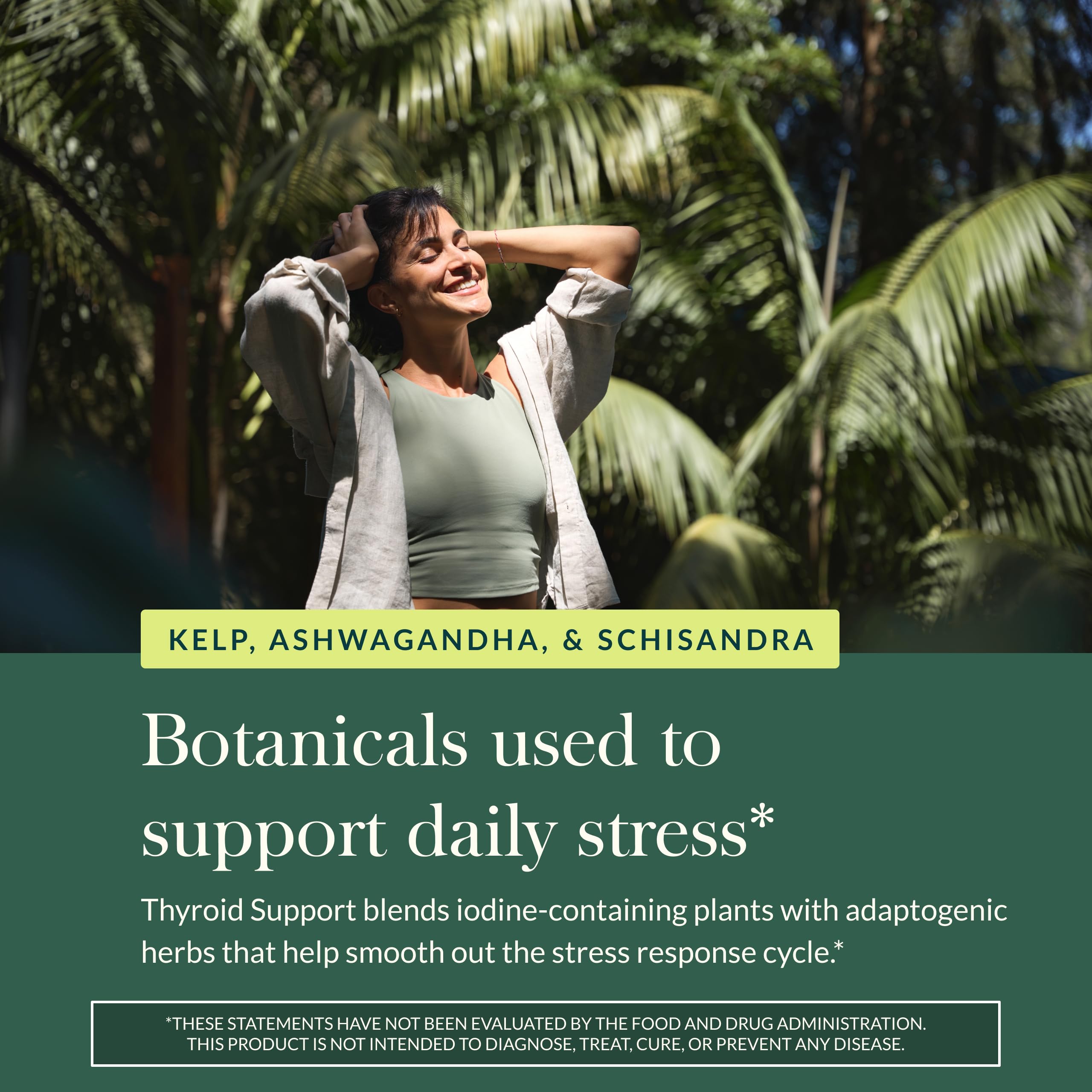 Gaia Herbs Thyroid Support, botella abierta, mostrando la boquilla y acceso.