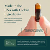 Gaia Herbs Thyroid Support, botella vista lateral, diseño premium.