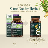 Gaia Herbs Thyroid Support, ingredientes clave como algas en ilustración.