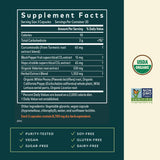Gaia Herbs Turmeric Supreme Ache P.M. etiqueta que destaca cúrcuma, valeriana y amapola de California.