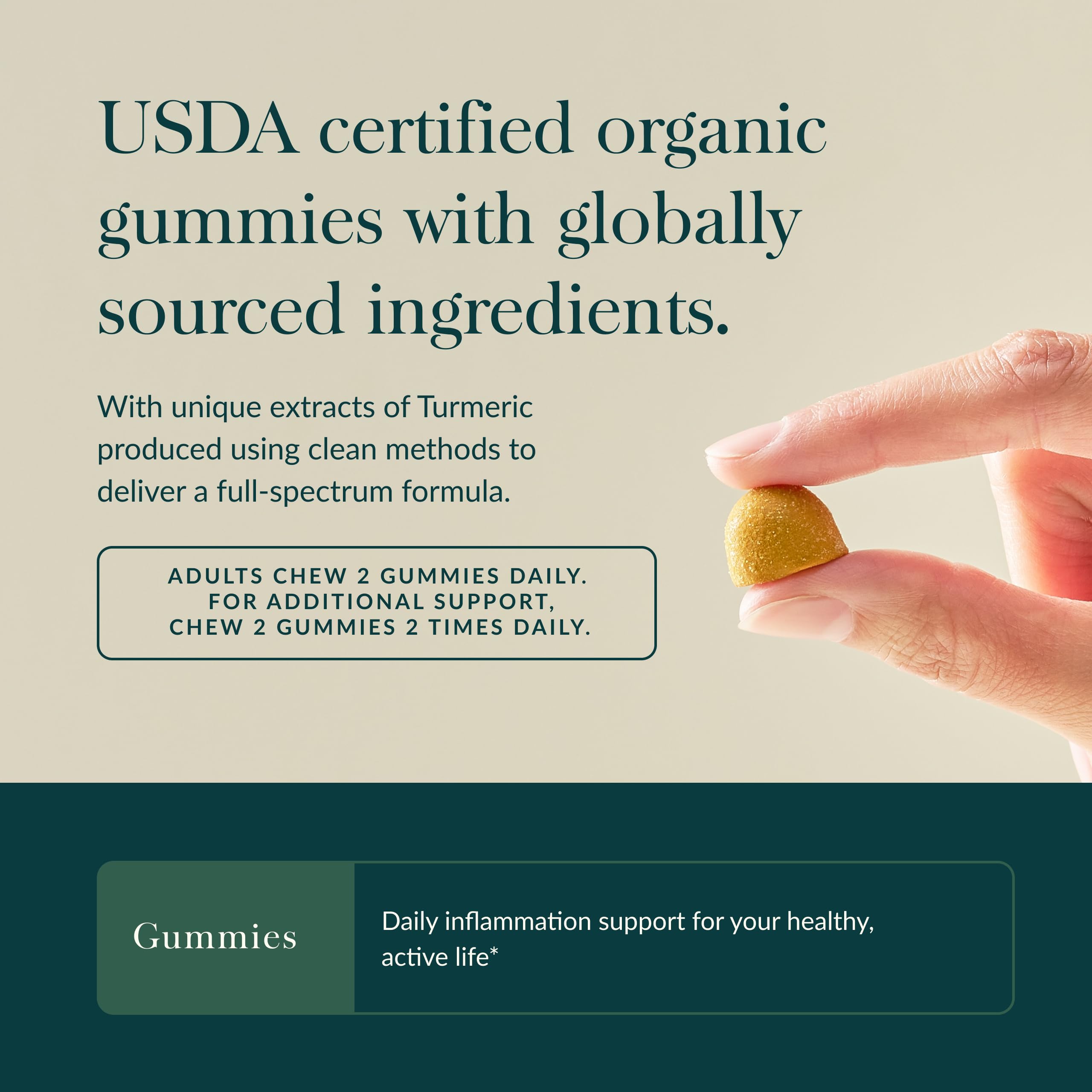 Recipiente con gomitas Gaia Herbs Turmeric Supreme listo para tomar.