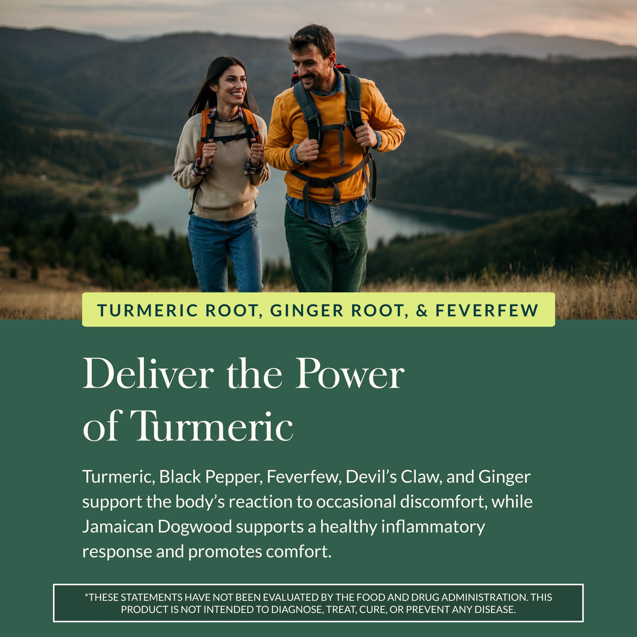 Gaia Herbs Turmeric Supreme ingredientes clave: cúrcuma, harpagofito y jengibre.