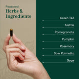 Gaia Herbs PRO Fórmula Próstata, ingredientes, mezcla botánica para antioxidantes y bienestar.