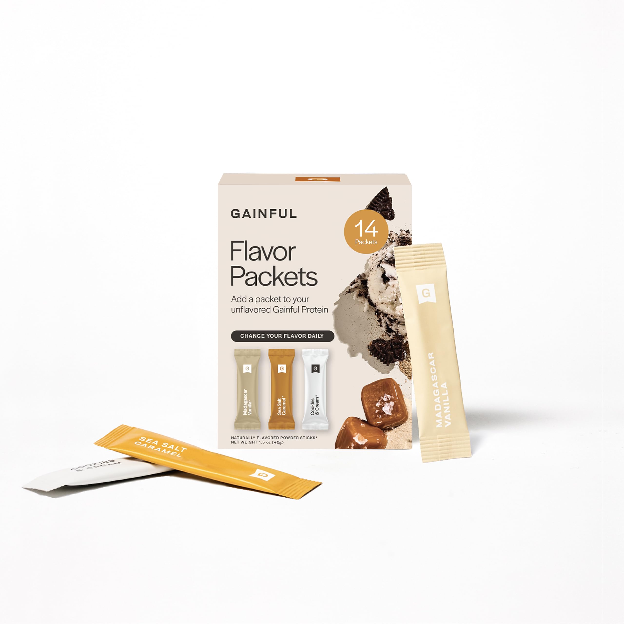 Gainful palitos de sabor vainilla: mejora shakes de proteína sin sabor, sin azúcar añadida.
