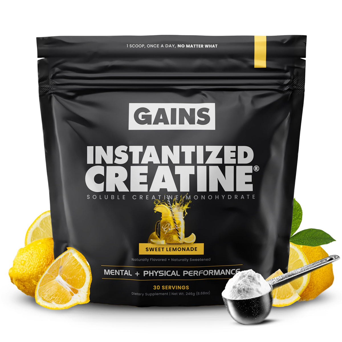 GAINS IN BULK creatina instantizada en lata para entrenamientos consistentes y rendimiento sostenido