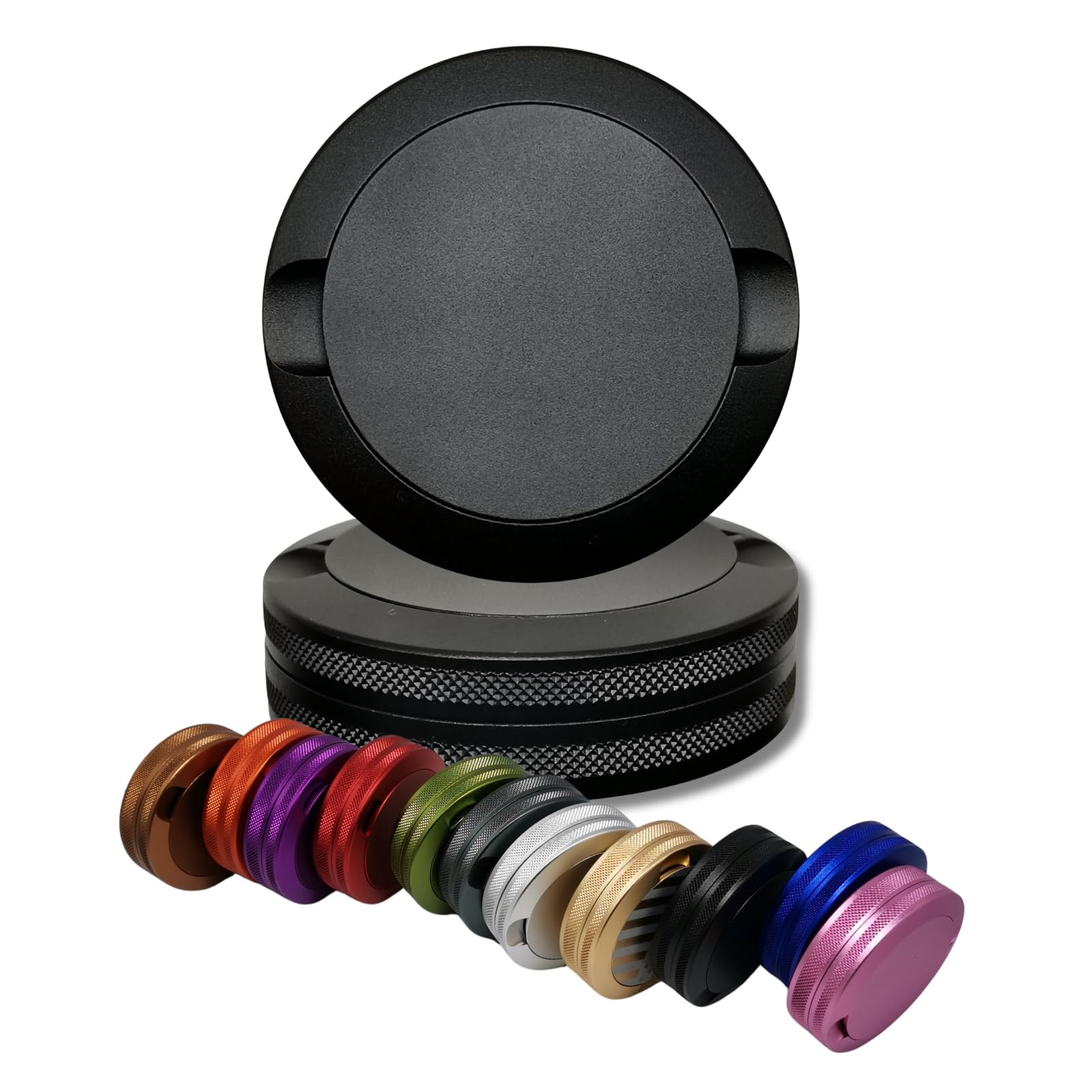 GAMEMEN lata metal estriado negra, vista frontal, ideal para objetos pequeños.