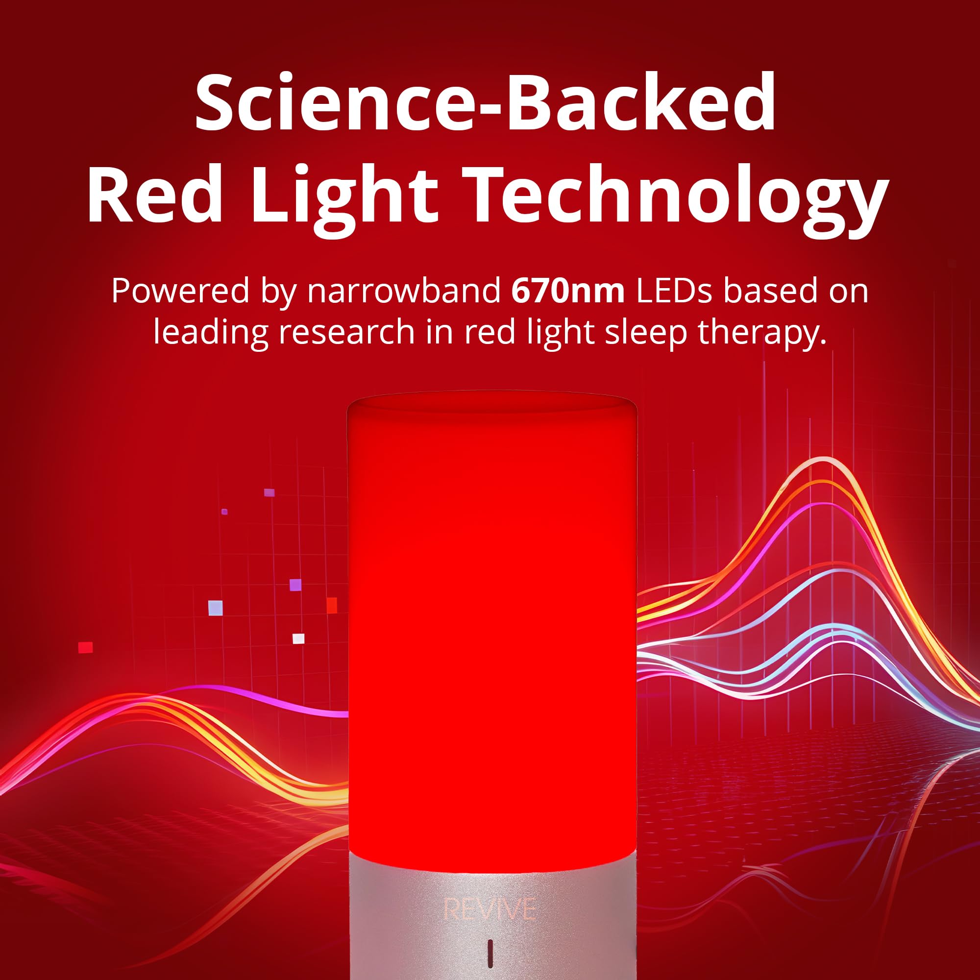 Gamma Revive: lámpara roja 670nm en guardería, luz nocturna suave para niños.