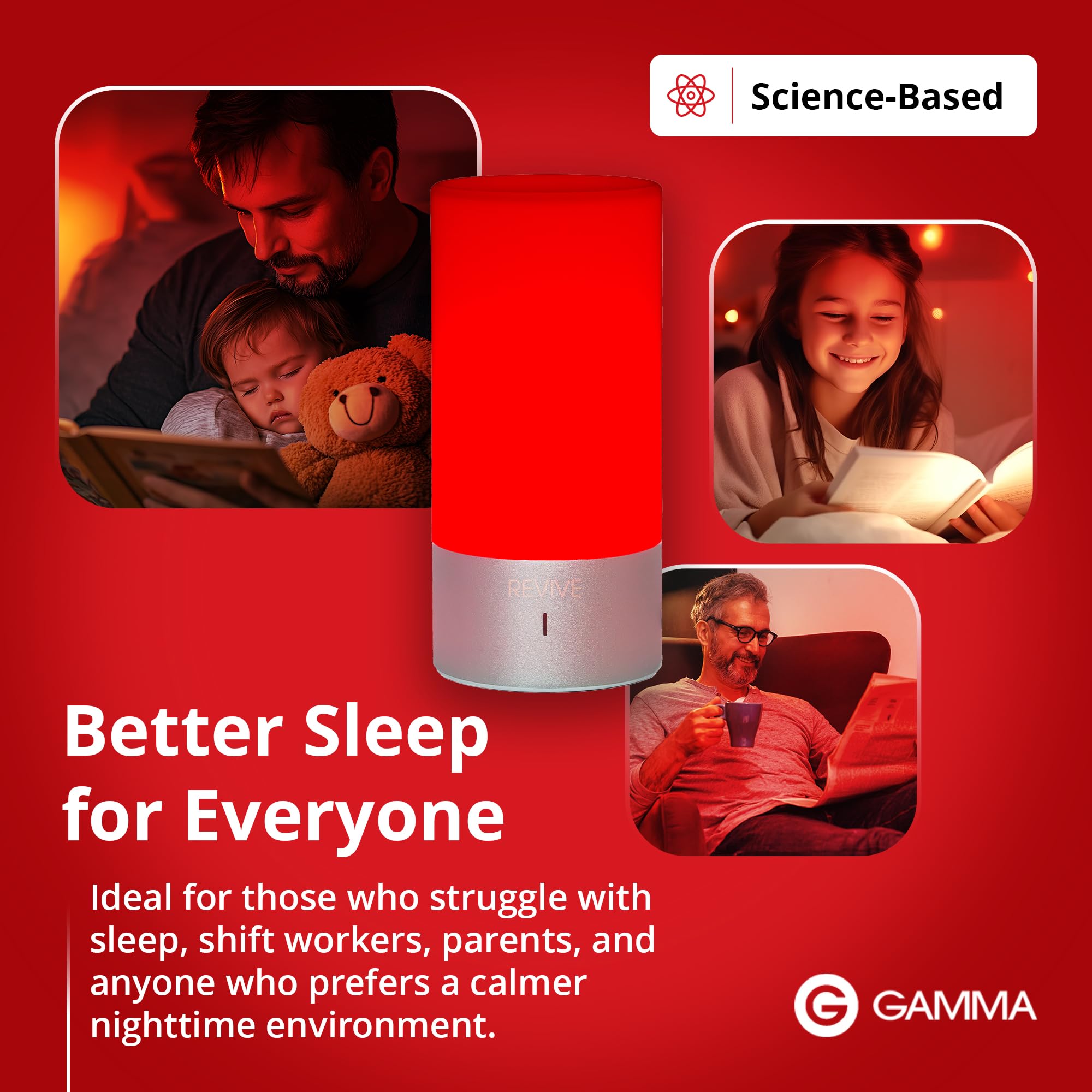 Gamma Revive: lámpara compacta para habitaciones pequeñas y mesas de noche.