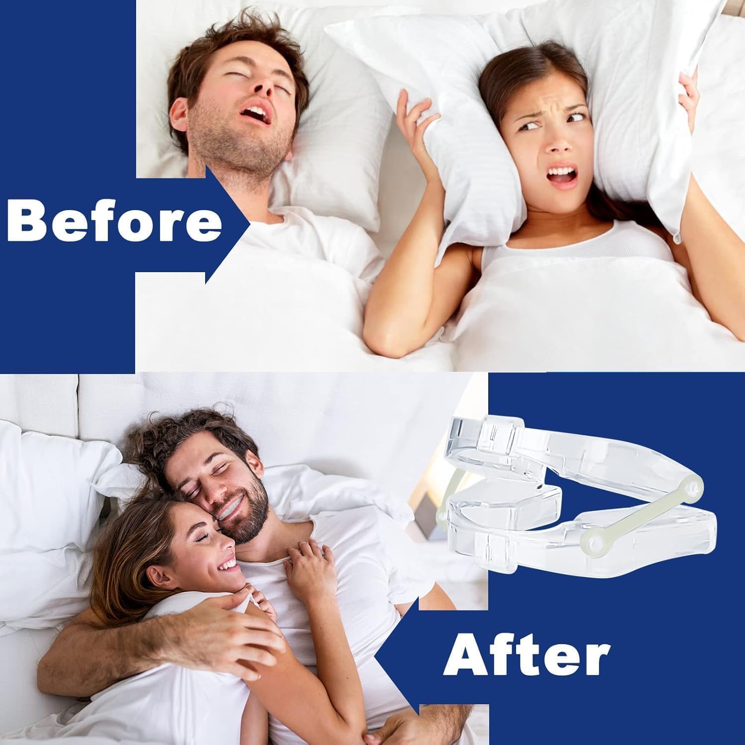 Ganberdey protector bucal anti-ronquidos ajuste ergonómico para mayor comodidad.