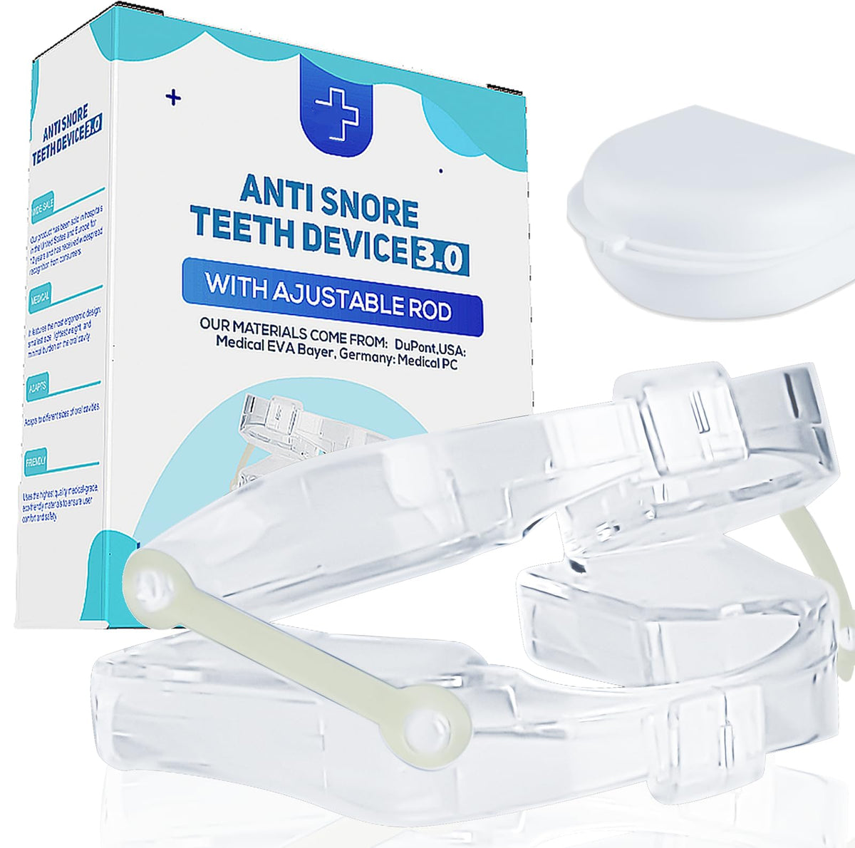 Ganberdey protector bucal anti-ronquidos en empaque, listo para uso nocturno.