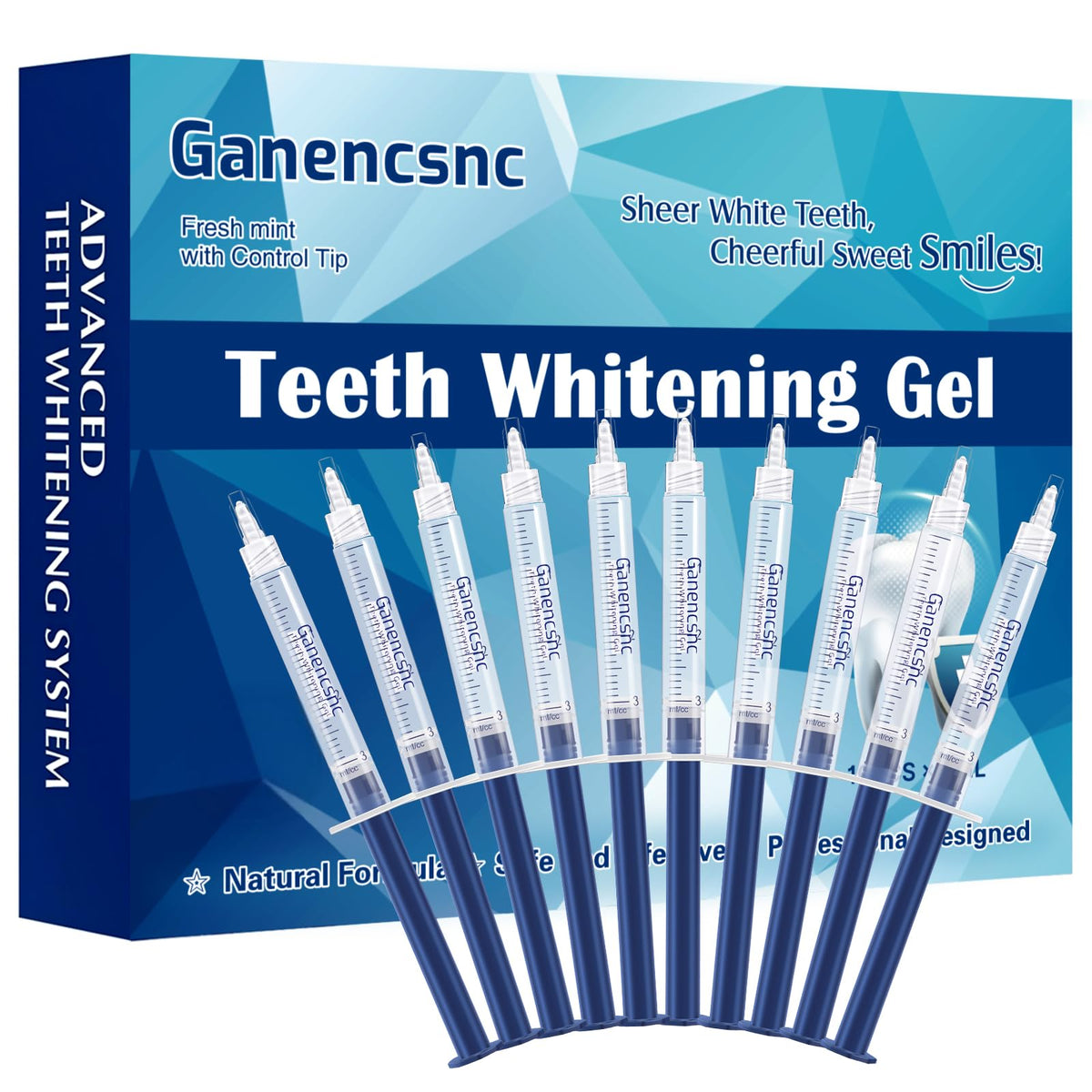 Ganencsnc botella de gel blanqueador derramándose; uso suave para blanqueamiento cómodo.