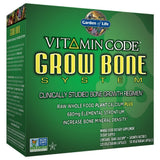 Garden of Life Calcium Grow Bone, botella frontal, apoya la densidad ósea con alimentos enteros