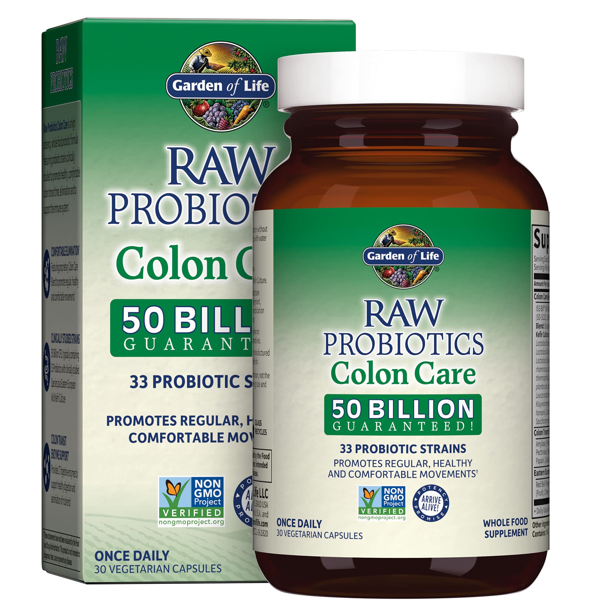 Garden of Life Colon Care, botella para apoyo digestivo diario.