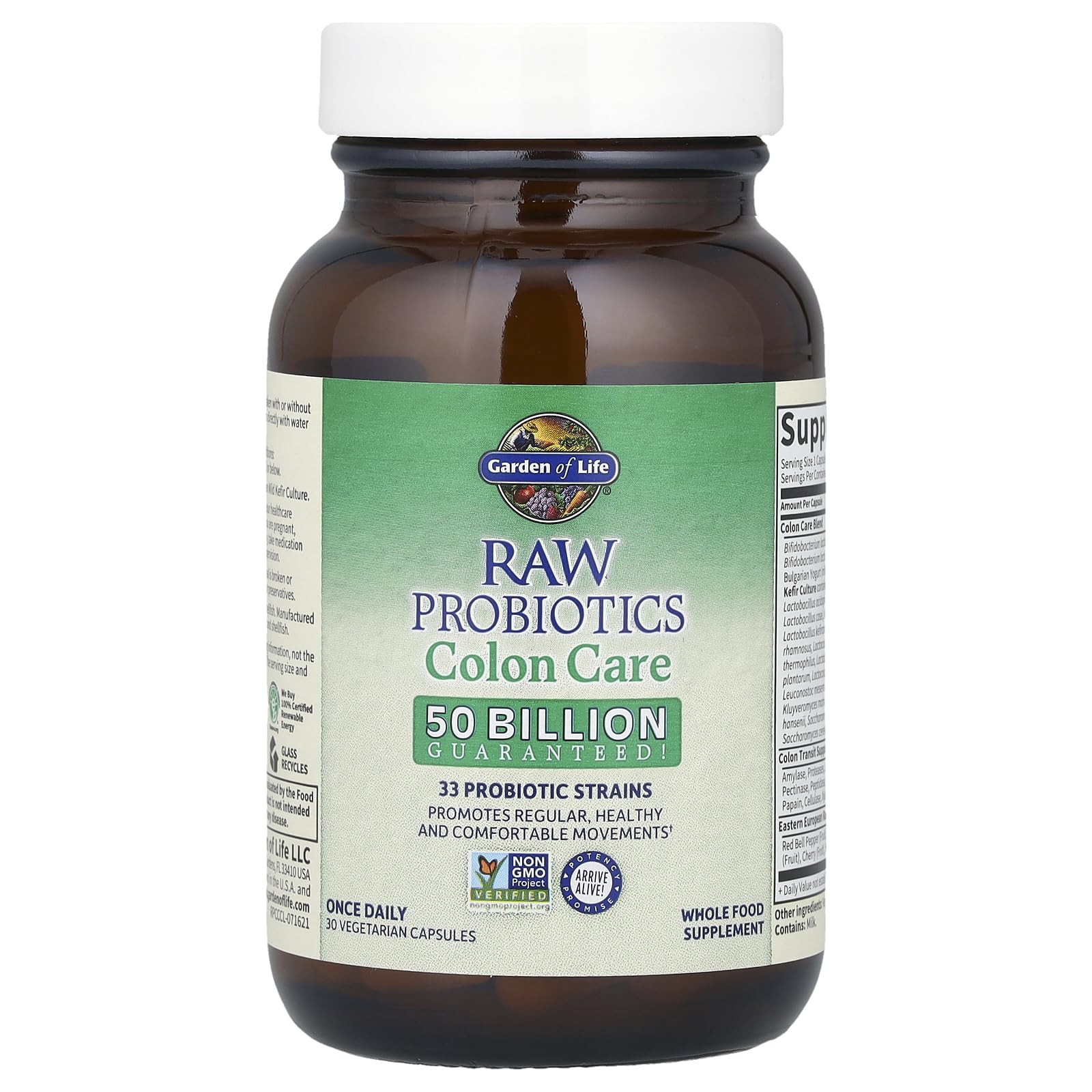 Garden of Life Colon Care, etiqueta clara que transmite trazabilidad.
