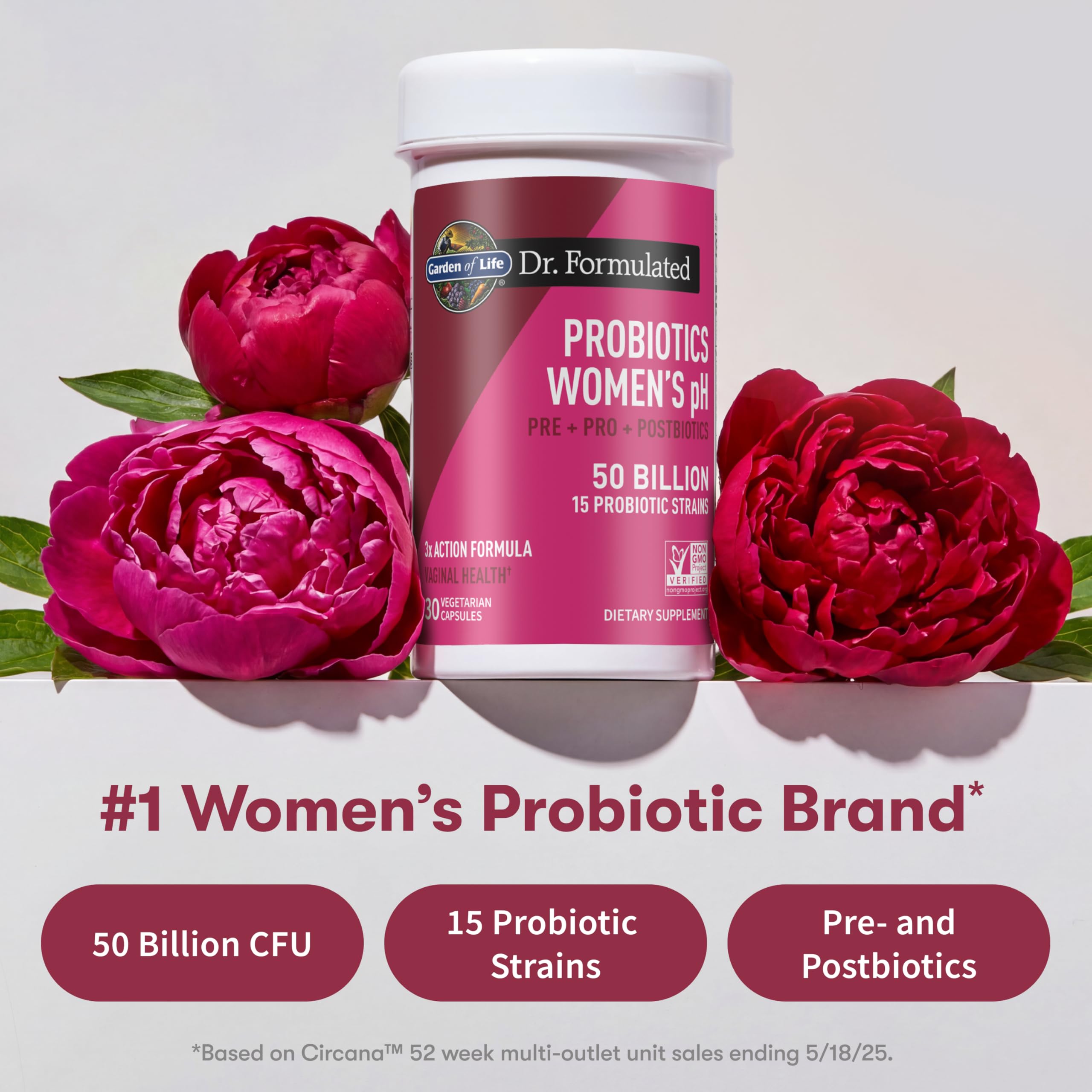 Garden of Life Dr Formulado 3-en-1 imagen de ingredientes: prebióticos y postbioticos presentes