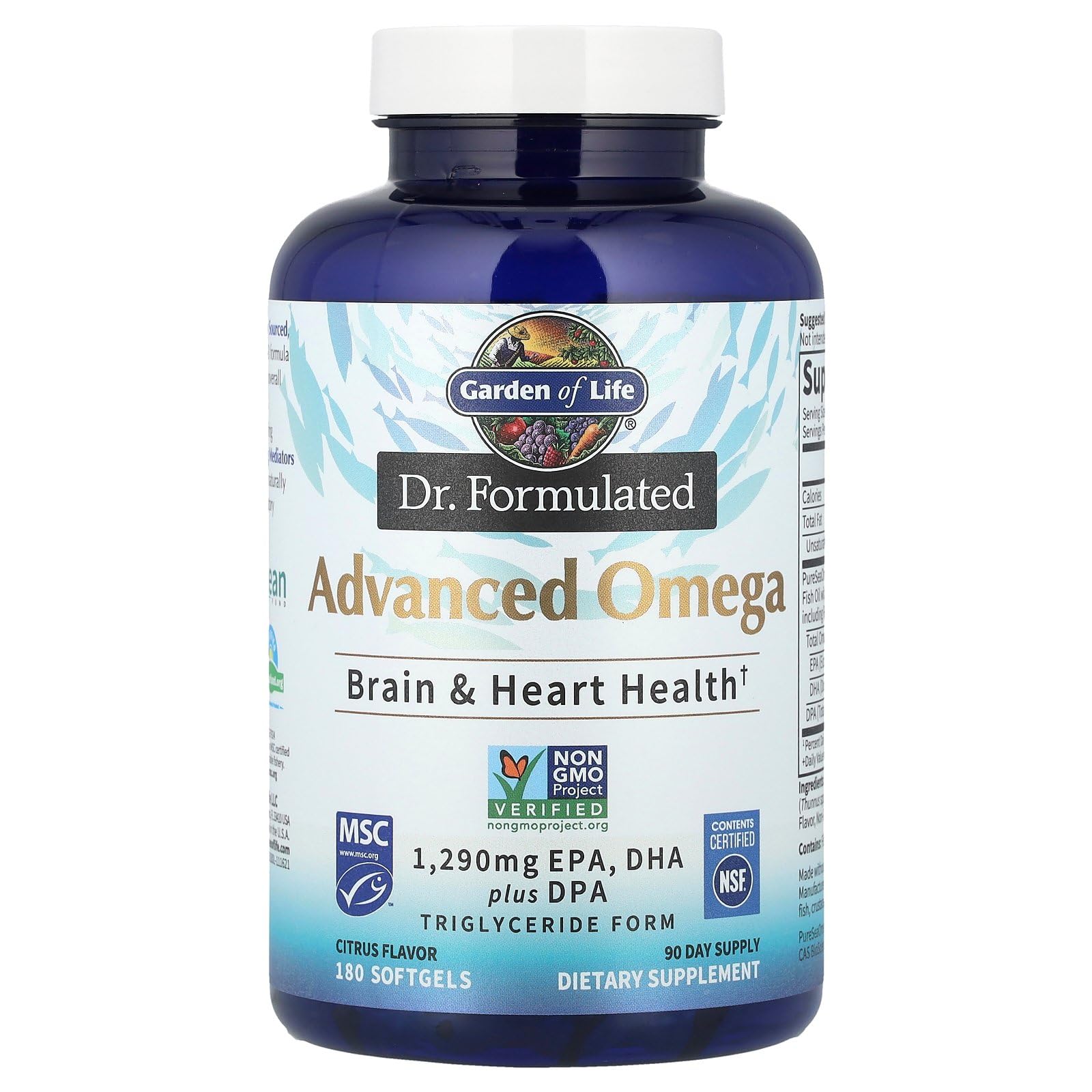 EPA, DHA y DPA en triglicéridos, de Garden of Life, alta biodisponibilidad