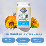 Garden of Life Frasco Proteína Vegan; certificaciones que inspiran confianza en la compra.