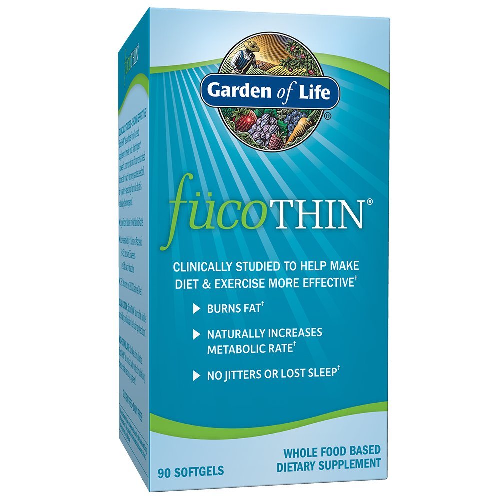 Garden of Life fucoThin botella vertiendo, apoyo potencial para el manejo de peso con dieta y ejercicio.
