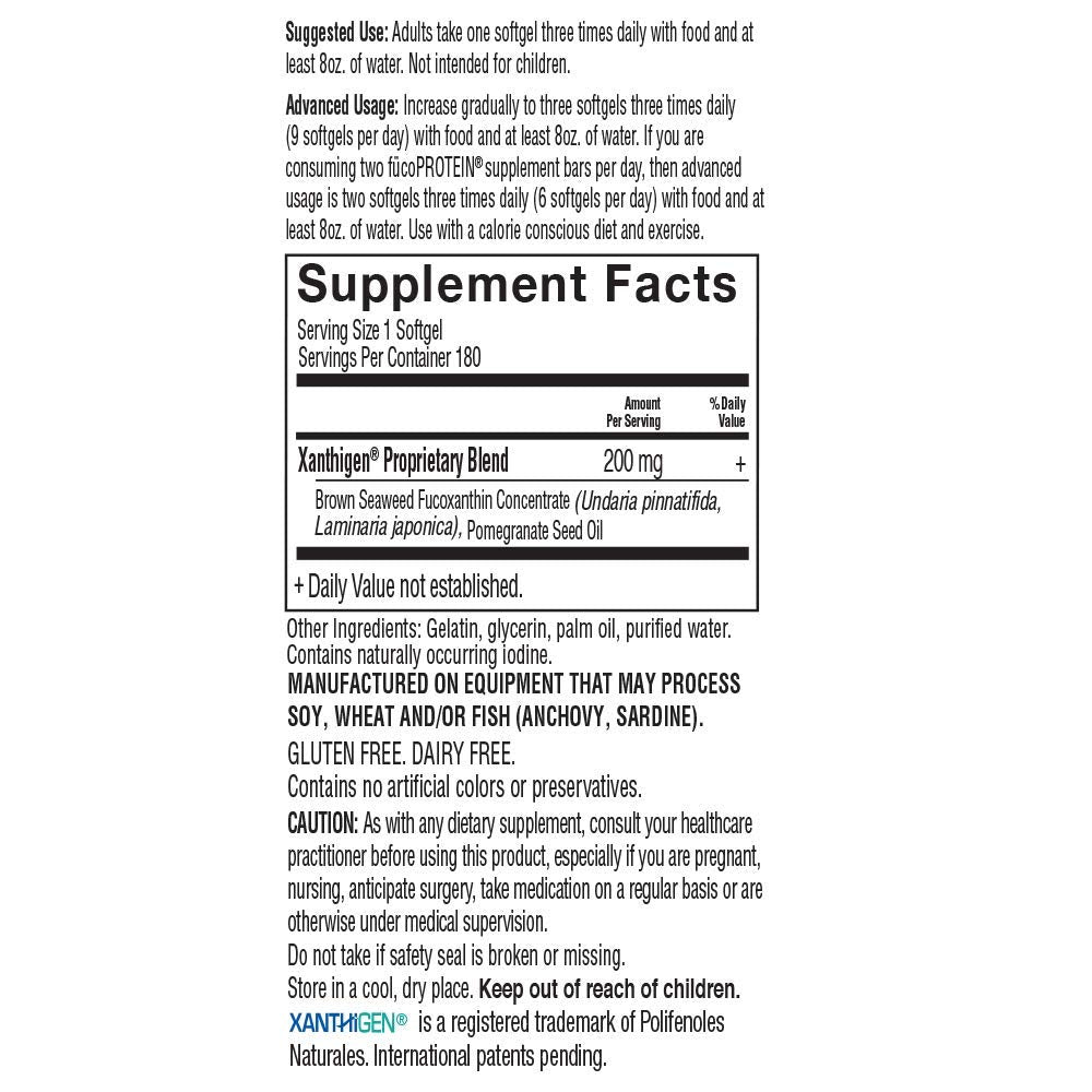 Garden of Life FucoThin: cápsulas blandas con 200 mg de Xanthigen